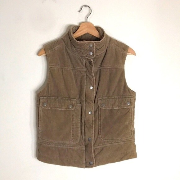 Vintage corduroy puffer zip and button up pullover fall winter vest size small - Picture 1 of 11